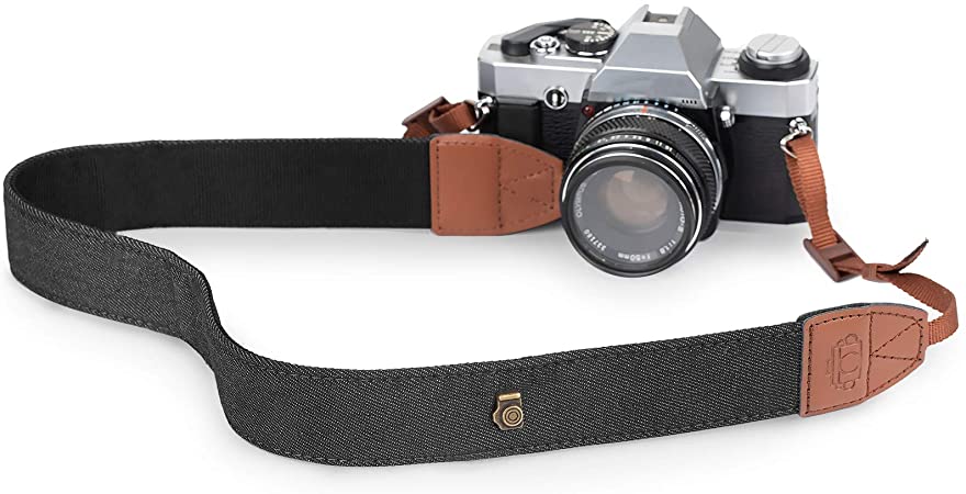 TARION Camera Strap Adjustable DSLR Camera Neck Strap Belt Retro Film Camera Shoulder Strap Vintage Soft Long Rope Universal Cord for Women Men SLR Mirrorless Cameras(Upgraded Version) (Black)