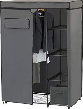 Simple Houseware Freestanding Cloths Garment Organizer Closet with Cover, Bronze/Dark Gray