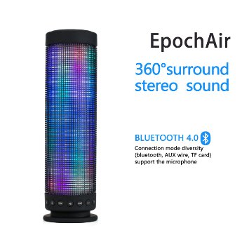 EpochAir®Hi-Fi Portable Wireless Bluetooth 4.0 Speaker with LED Light Display and Powerful Sound,Built in Microphone TF Card Support Hands-free