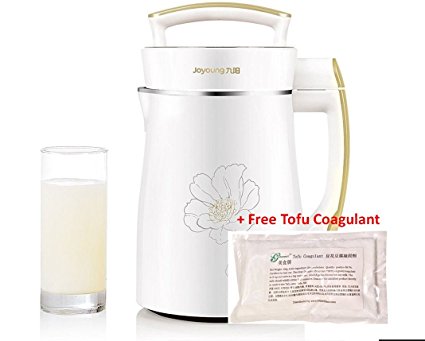 BONUS PACK! Joyoung CTS-2038 Easy-Clean Automatic Hot Soy Milk Maker (Full Stainless Steel & Large Capacity 1700ML) with FREE Tofu Coagulant