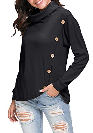 levaca Womens Loose Casual Tunic Tops Long Sleeve Sweatshirt Blouse Shirts