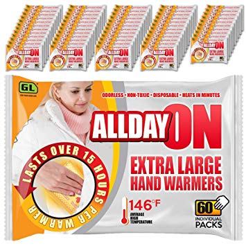 60-Pack XL Super Hand Warmers - Longer-Lasting (15  Hours), Extra-Hot, Air-Activated Warmers
