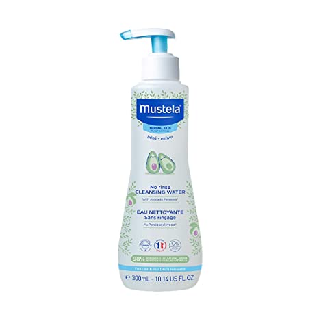 Mustela Baby Cleansing Water - No-Rinse Micellar Water with Natural Avocado & Aloe Vera - For Baby's Face, Body & Diaper - Various Sizes, Packaging may vary