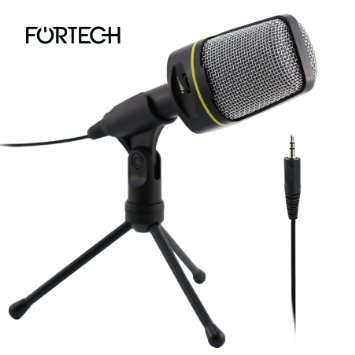 Professional 3.5MM Computer Microphone with Sturdy Tripod Compatible w/ PC Windows XP/7/8/10 The Anti-Interference Condenser Microphone for Computer Desktop Gaming Streaming Audio Recording Microphone