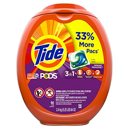 Tide Pods Liquid Laundry Detergent Pacs Spring Meadow, 96 Count (Packaging May Vary)