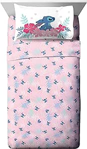 Jay Franco Disney Lilo & Stitch Paradise Dream Queen Sheet Set - 4 Piece Set Super Soft and Cozy Kid’s Bedding - Fade Resistant Microfiber Sheets (Official Disney Product)