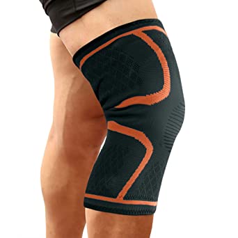 Knee Support Sleeve for Women and Men - Compression Brace for Ligament Injury, Joint Pain Relief, Running, Arthritis, ACL, MCL, Sport (L, Orange)
