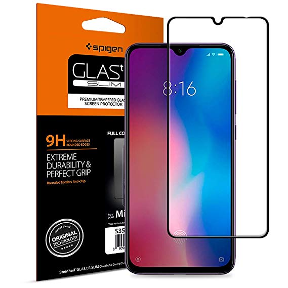 Spigen, Xiaomi Mi 9 Screen Protector, Full Coverage, 9H Tempered Glass, High Responsiveness, Case Friendly, Bubble-free, Anti-fingerprint, Anti-scratch, Xiaomi Mi 9 Glass (S35GL27027)