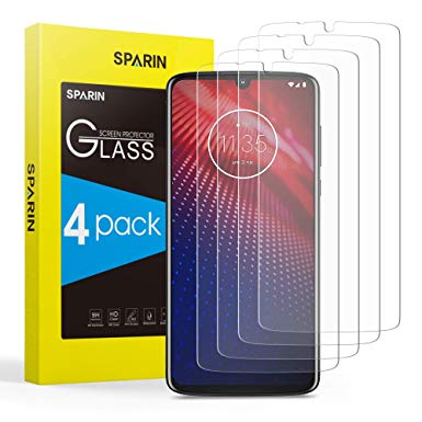 [4 Pack] SPARIN Screen Protector for Moto Z4, Tempered Glass Screen Protector for Motorola Moto Z4, Scratch Resistant/Quick Response