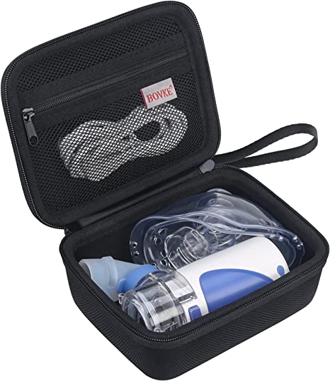 BOVKE Travel Case for Portable Handheld Inhaler Nebulizer Machine, Storage Holder Compatible with Asthma Handheld Mesh Atomizer for Adults and Kids Breathing Problem, Black (Case Only)