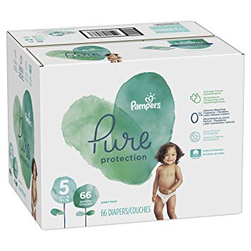 Pampers Pure Disposable Baby Diapers, Hypoallergenic and Fragrance Free Protection, Size 5, 66 Count, Giant