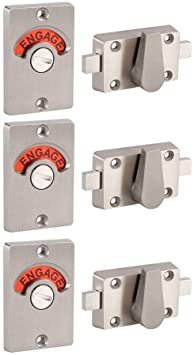 Fdit Stainless Steel Latch Indicating Lock with Vacant/Engaged Display for Restroom Bathroom (3PCS)