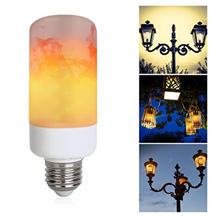 LED Flame Fire Light Bulbs,Creative E26 Lights with Flickering Emulation,Vintage Atmosphere Decorative Lamps, Simulated Nature Gas Fire in Antique Hurricane Lantern for Home Hotel Bar