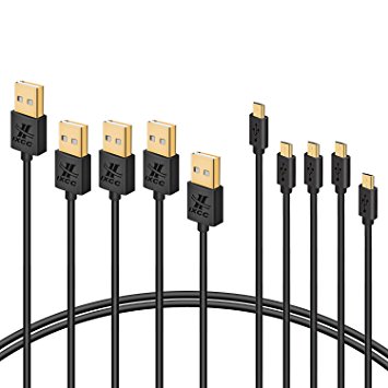 iXCC Freedom Series 5pc Value Pack MicroUSB to USB2.0 Charge and Sync Cord For Android/Samsung/Windows/MP3/Camera and other Device- 1x1ft,3x3ft,1x6ft