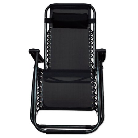 PARTYSAVING Infinity Zero Gravity Outdoor Lounge Patio Pool Folding Reclining Chair APL1059 Black