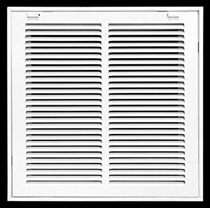 14" X 14 Steel Return Air Filter Grille for 1" Filter - Removable Face/Door - HVAC DUCT COVER - Flat Stamped Face - White [Outer Dimensions: 16.5"w X 16.5"h]