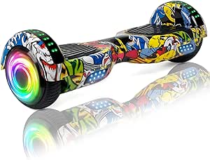 SISIGAD Hoverboard for Kids Ages 6-12, with Built-in Bluetooth Speaker and 6.5" Colorful Lights Wheels, Safety Certified Self Balancing Scooter Gift for Kids