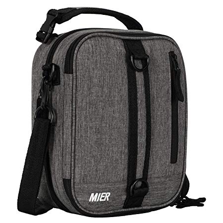 MIER Insulated Lunch Box Bag Expandable Lunch Pack for Men, Women, Gray