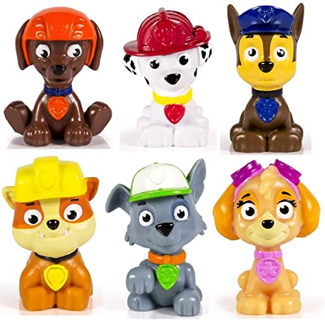 BEST Seller Kids Paw Patrol Mini Figures Set of 6 - Rocky, Zuma, Skye, Rubble, Marshall & Chase