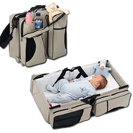 3 in 1 - Diaper Bag - Travel Bassinet - Change Station - (Cream) - Multi-purpose #1 Baby Diaper Tote Bag Bed Nappy Infant Carrycot Crib Cot Nursery Portable Change Table Portacrib Boy Girl Top Best Quality, Newborn
