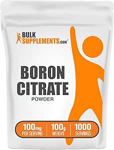 BulkSupplements.com Boron Citrate Powder - Boron 5mg, Boron Supplement for Men & Women, Food Grade Boron - for Bones & Joints Support, 100mg per Serving, 100g (3.5 oz) (Pack of 1)