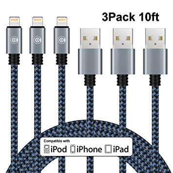 3Pack 10FT iPhone 8 Charger Cable Charging Cord Compatible XR