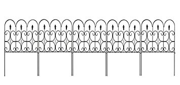 Amagabeli Decorative Garden Fence 32 inch x 2 ft x 5 Panel Victorian Fleur De Lis Rustproof Black Iron Landscape Wire Fencing Border Edge Section Edging Folding Patio Fences Flower Bed Animal Barrier