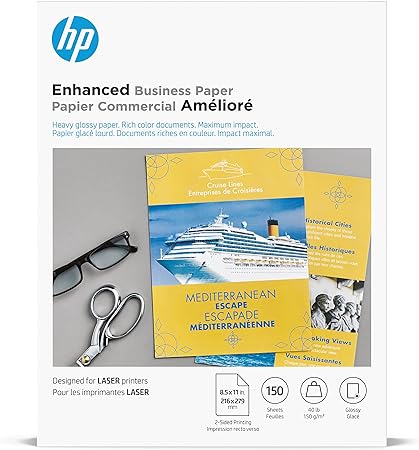 Hp Glossy Color Laser Brochure Paper 150 Sheets Heavey Weight with Two Sided Glo (Q6611A),White,8 1/2 x 11