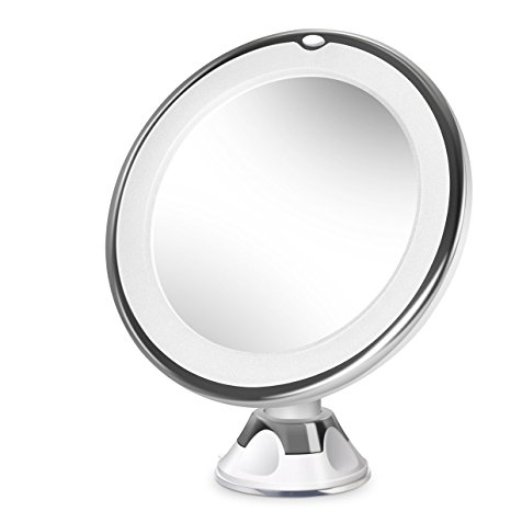 Beautural 10X Magnifying Lighted Vanity Makeup Mirror with Natural White LED, 360 Degree Swivel Rotation and Suction Cup, 6.89inches