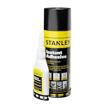 STANLEY CA Glue with Activator Bundle, Cyanoacrylate Super Glue (1x1.75oz) and Activator Spray (1x6.75oz), CA Glue for Woodworking, Carpentry, Knots & Voids, Woodturning - 1 Pack