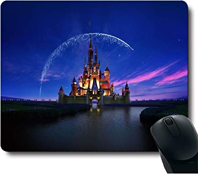Classic Fantastic Cartoon Castle with Fireworks in The Blue Sky Mouse Pad