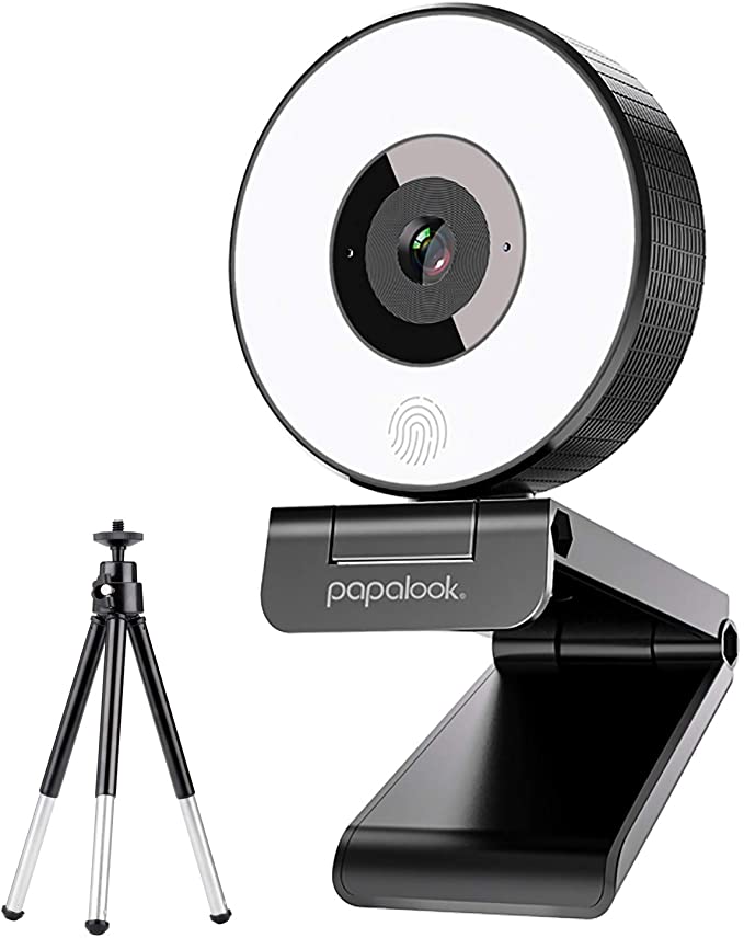 papalook Live Streaming Webcam, PA552 1080P Gaming StreamCam with Studio-like Ring Light, Dual Microphones and Tripod for Twitch, Xbox One, OBS