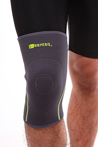 Senteq Breathable Neoprene Knee Brace with Silicone Pad. Medical Grade and FDA Approved. Best to Immobilize, Strap & Wrap Knee for Running, Crossfit, Basketball, Football and other Sports - Excellent Patella Protection. (SQ2-N002)