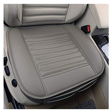 JOJOHON Car Seat Cushion, Car Seat Pad with PU Leather Bamboo Charcoal Car Seat Protector for for Auto Supplies Office Chair,Single Seat Without Backrest (1-Pack, Grey)