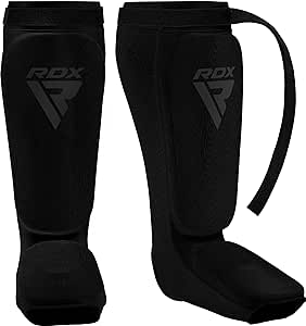 RDX Shin Guards Kickboxing Muay Thai, SATRA Approved, MMA Leg Instep Protection Pads, Sparring Training Martial Arts Boxing, Elasticated Padded Protector, karate BJJ Taekwondo Gear, Men Women