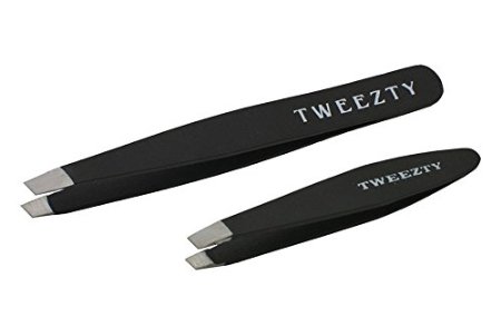 Slant Tweezers | Mini Tweezers | Tweezty Stainless Steel Tweezers - The Best Tweezers for Your Daily Use Eyebrows Shaping, Ingrown Hair,Splinters, 100% Satisfaction Guaranteed ! ...