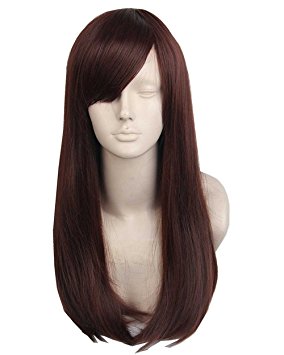 Topcosplay Cosplay Wig Long Wavy Synthetic Hair Full Wigs Women 19 Inch Dark Brown