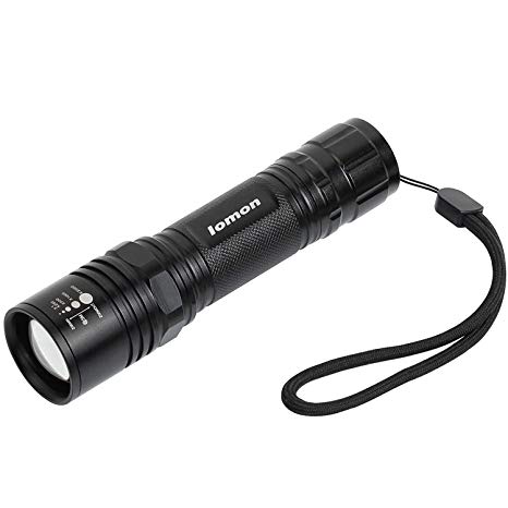 BYZ Ultra Bright Tactical Flashlight, Portable Handheld LED Flashlight, 5 Light Modes, IP55 Water-Resistant, Mini Zoomable Rechargeable Flashlights for indoors and outdoors, Black