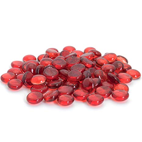 Red Flat Marbles, Pebbles, Glass Gems for Vase Fillers, Party Table Scatter, Wedding, Decoration, Aquarium Decor, Crystal Rocks, or Crafts by Royal Imports, 5 LBS (Approx 400 pcs)