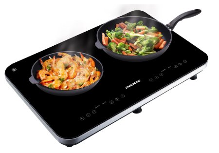 Ovente BG62B Double Portable Ceramic Induction Cooktop, Black