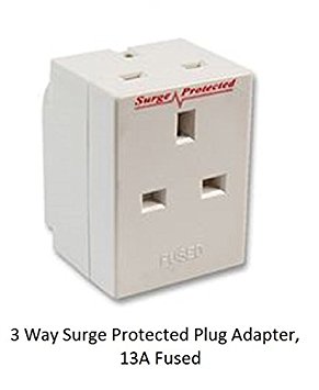 3-Way Surge Protected UK Plug Socket Multi-Adaptor / 13A Fused / Conforms To BS1363 / Max Load 13A/250V / Ideal for Indoor Applications / iCHOOSE