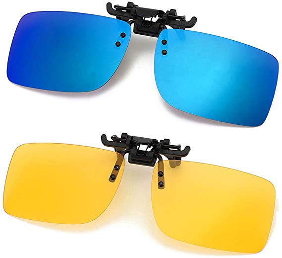 Polarized Flip Up Clip-on Sunglasses Anti-Glare UV 400 Lens Fishing Driving Sunglasses Fit Over Prescription Glasses