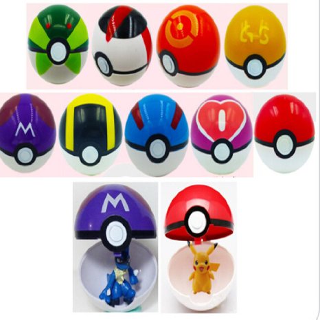 Moonideal 9 Pieces Different Style Ball  9 Pieces Figures Plastic Super Anime Figures Balls for Pokemon Kids Toys Balls