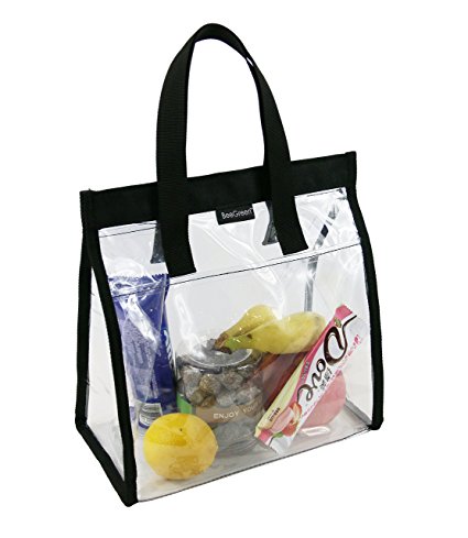 BeeGreen Clear Lunch Bags Tote for Women and Men w Front Pocket and Velcro Closure, Waterproof PVC Vinyl Lunch Box Bag for Kids