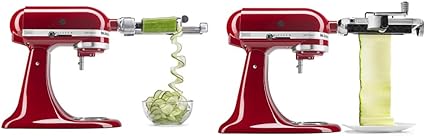 KitchenAid KSM2APCQ 7 Blade Spiralizer Plus with Peel, Core and Slice & KSM2SCA Sheet Cutter Attachment, Silver