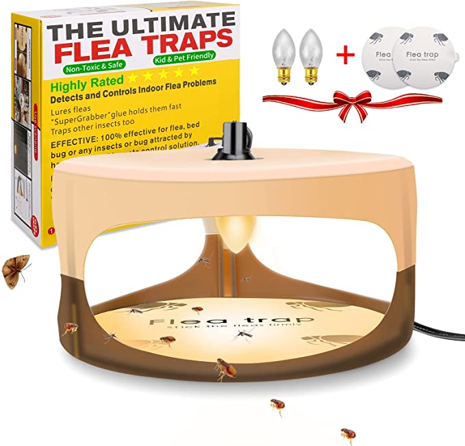 Flea Trap,Sticky Dome Bed Bug Trap,Insects with 2 Glue Discs,Indoor Pest Control Trapper,Natural Insect Killer Pad for Bugs Fleas, Non-Toxic Odorless Safe for Kids/ Pets