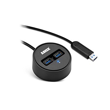 Anker® AH211 USB 3.0 2-Port Hub Bus-Powered Hub with a Built-in Extended 3.3ft USB 3.0 Cable