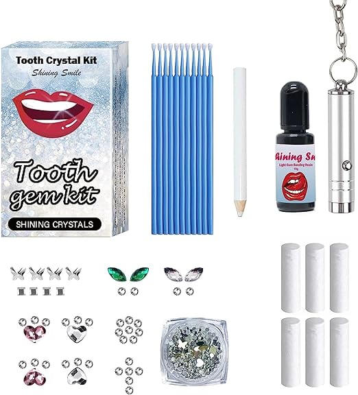 Libiti Tooth Gems Kit, Hearts and Arrows Tooth Gems, Shining DIY Teeth Gems, Flat Bottom Round Gemstone Style 200PCS 04