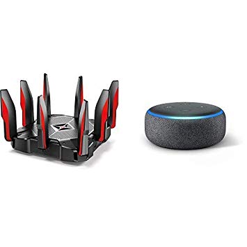 TP-Link AC5400 Tri Band Gaming Router (Archer C5400X) and Echo Dot (3rd Gen) - Charcoal