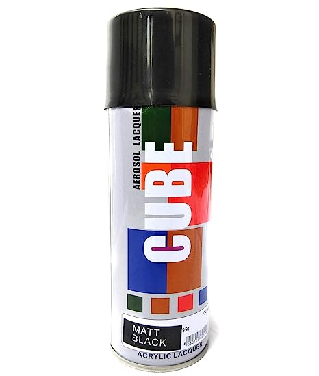 Cube Aerosol Spray Paint Can 400ml Multipurpose (MATT BLACK)